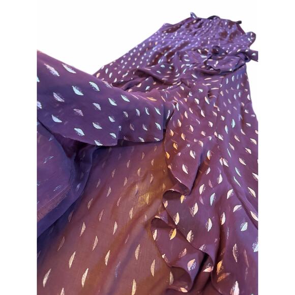 Betsy & Adam Burgundy Chiffon Foil Gown - Size 16 - Picture 12 of 16